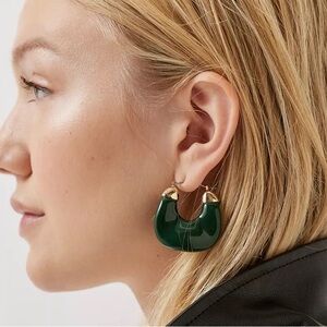 Urban Outfitters Megan Enamel Hoop Earrings in dark green